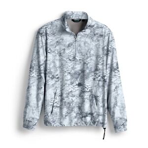 SHIPS TODAY! Scales Mens Gray Camo 1/4 Zip Pullover Jacket, Long Sleeve SMALL‎